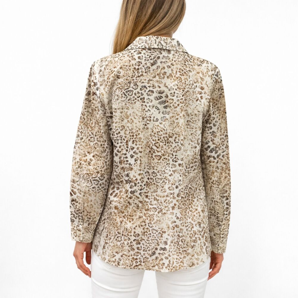Chico’s Animal Print No-Iron Shirt Tunic Size 1 (8) Large - Picture 2 of 16